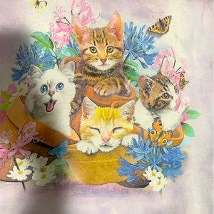 Pink and white 2XL sweatshirt with kittens graphic by The Mountain